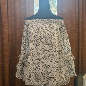 MACARON Black and White Smocked Top